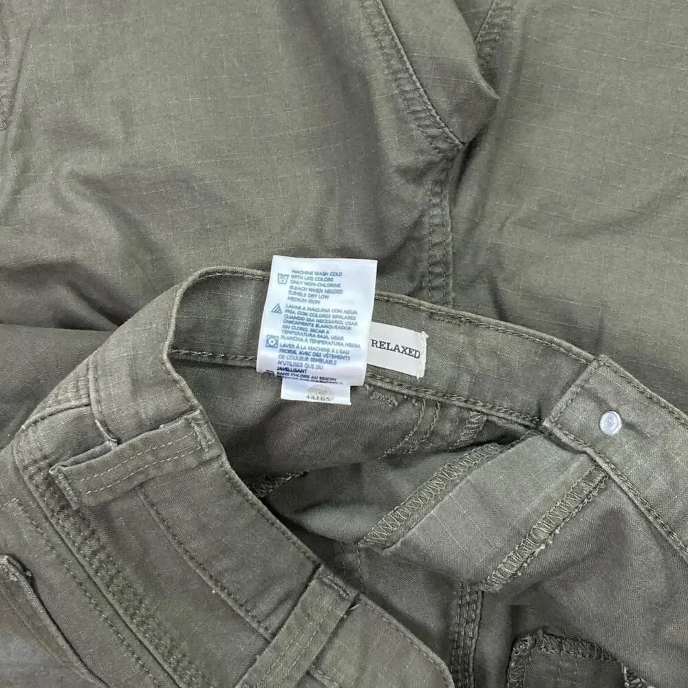 Vintage Y2K Dickies Cargo Pants 36x32 Baggy Wide Olive Green Cotton Dungarees